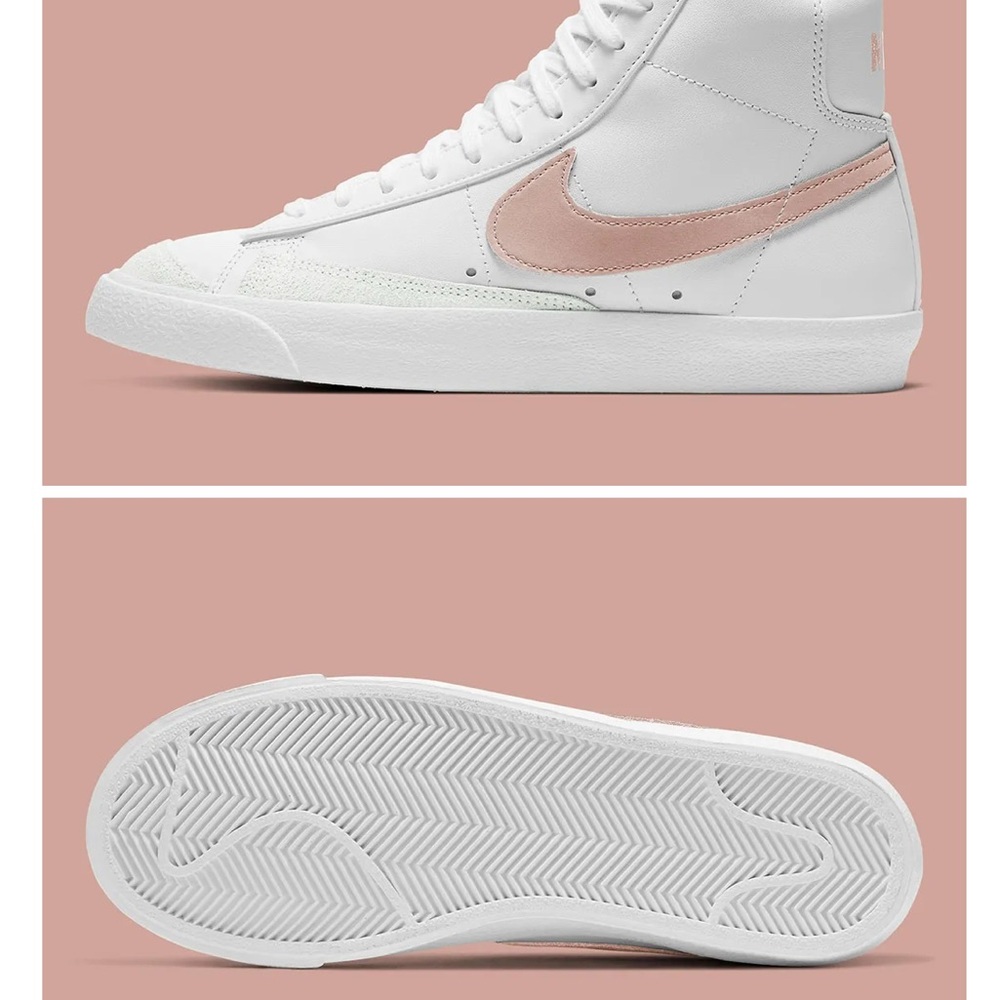 Nike White and Pink High-Top Sneakers